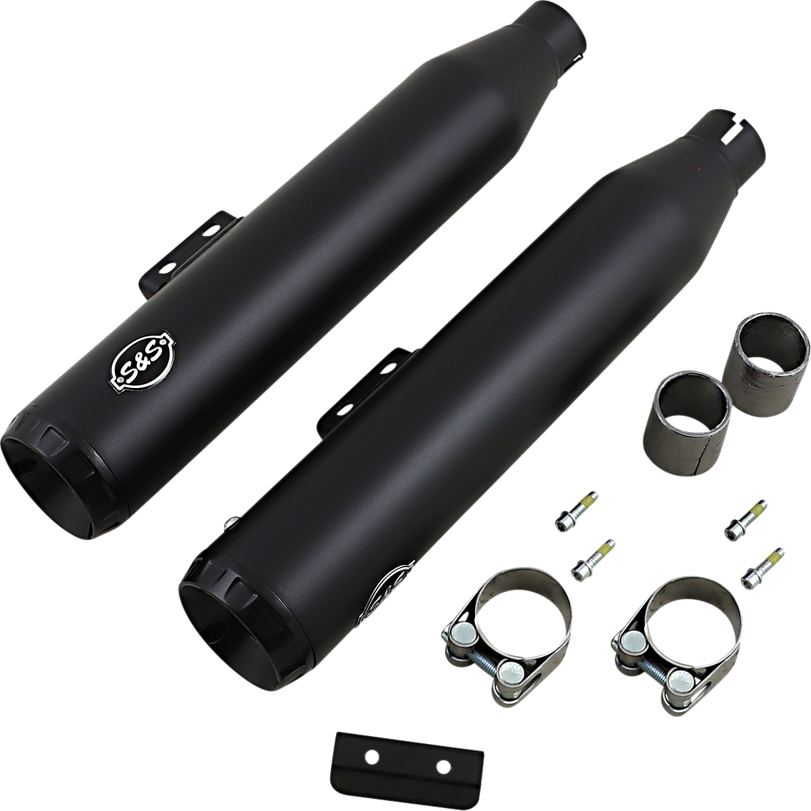 S&S Grand National Black 50 State Legal Slip on Mufflers 2018-22 Harley Softail