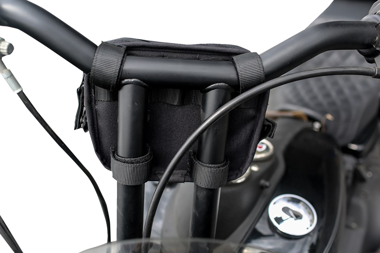 Burly Brand Universal Black Motorcycle Handlebar Bag with Anti-Flail Snap System