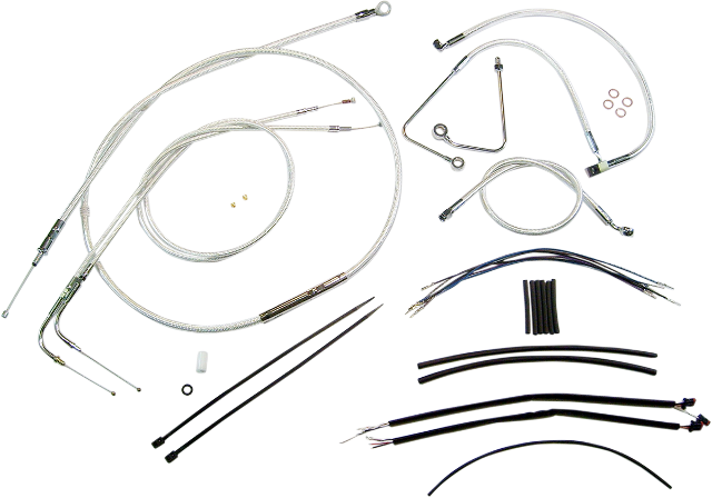 Magnum Ape Hanger Sterling Chromite Extended Handlebar Cable Kit 14-15 Harley
