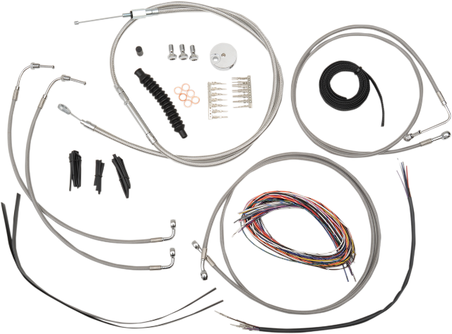 La Choppers ABS Braided 12"-14" Ape Hanger Handlebar Cable Kit 08-13 Harley FLHX