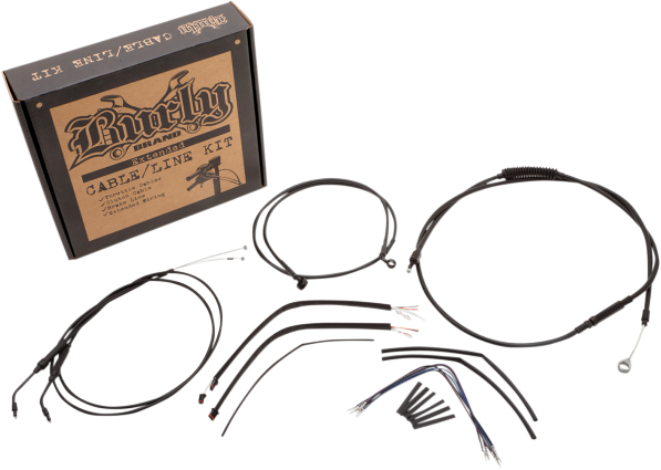 Burly Brand Black 12" Ape Hanger Handlebar Cable Kit 2014-2022 Harley Sportster