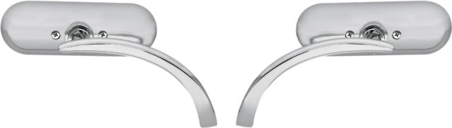 Arlen Ness Pair Chrome Oval Micro Mirrors Harley Davidson FXR FXST FXD FLHX