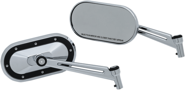 Kuryakyn 1765 Pair Chrome Heavy Industry Slotted 6" Front Motorcycle Mirror Set