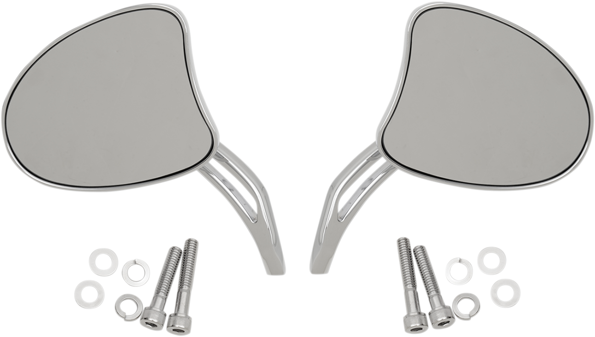Drag Specialties Chrome Teardrop Slotted Handlebar Mirror Set Harley Davidson
