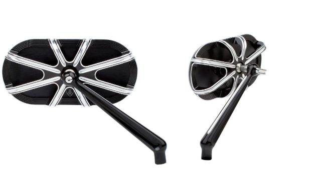 Arlen Ness Black Chrome Pair 10 Gauge Screw in Motorcycle Convex Mirror Set