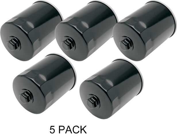 Drag Specialties 5 Pk Black Oil Filter w/ Nut for 83-22 Harley Softail Sportster
