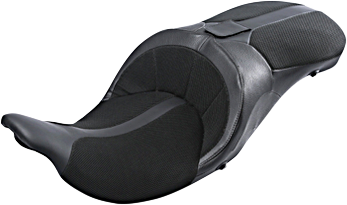 Danny Gray Tourist Air Black Textile 2up Seat 2008-2025 Harley Touring Bagger