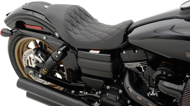 C.C. Rider One-Piece Driver & Passenger Seat For Harley Dyna Models 2006-2017 – Black PU Leather