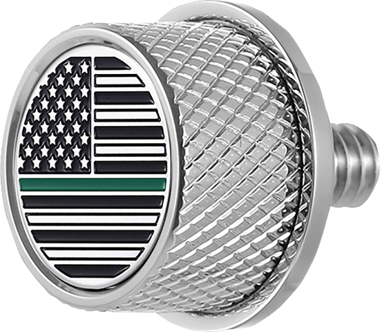 Figurati Green Line USA Flag 1/4"-20 Seat Bolt Knob for 1965-22 Harley Davidson