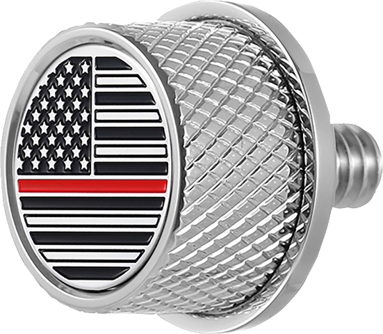 Figurati Red Line USA Flag 1/4"-20 Seat Bolt Knob for 1965-2022 Harley Davidson