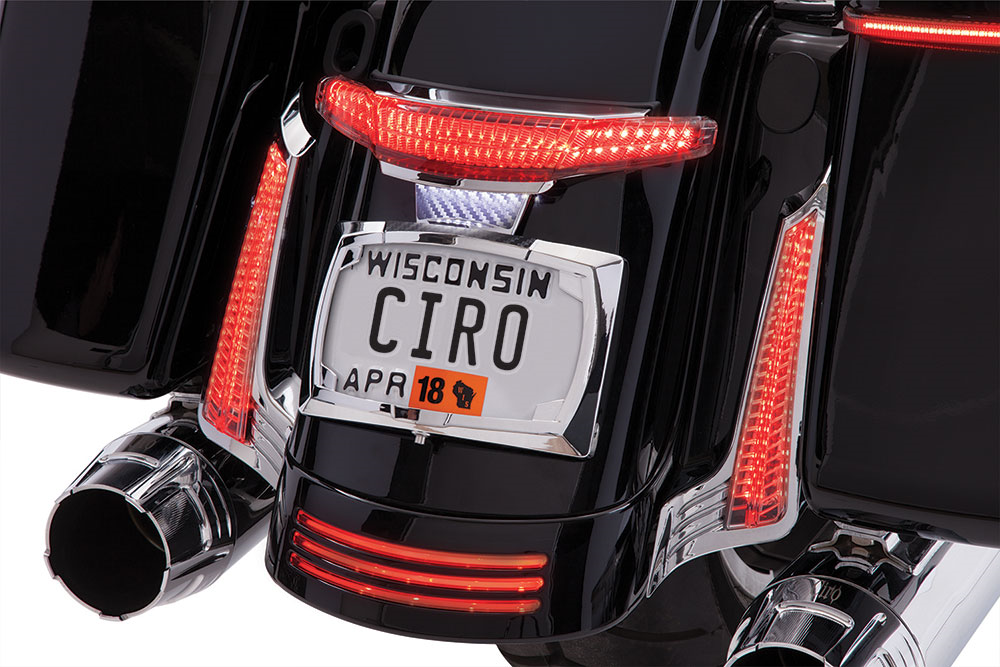 Ciro Chrome LED Latitude Taillight License Plate Mount 2010-2013 Harley Touring