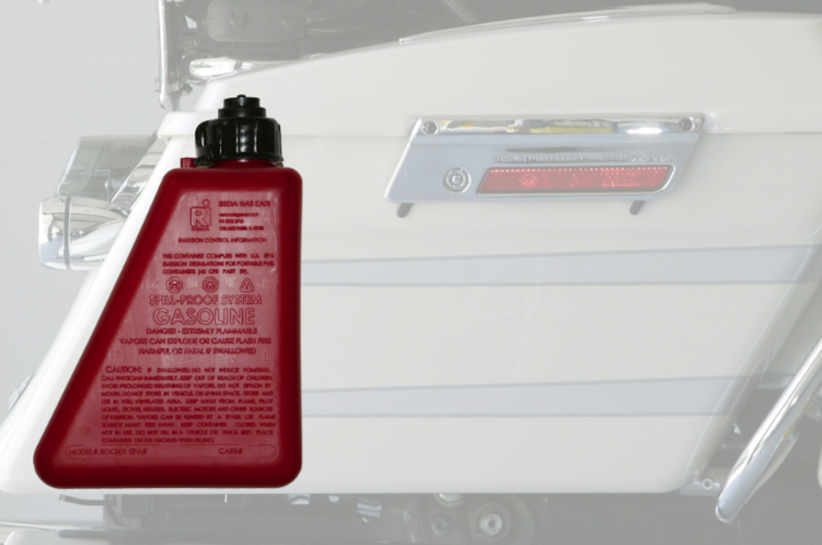 Reda Red Fuel 1 Gallon Spill Proof Gas Can for Harley Davidson Hard Saddlebags