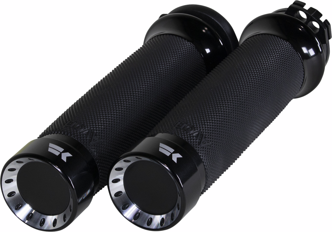 Khrome Werks Turbine Contour Cable Hand Grips for 1980-22 Harley Touring Dyna XL