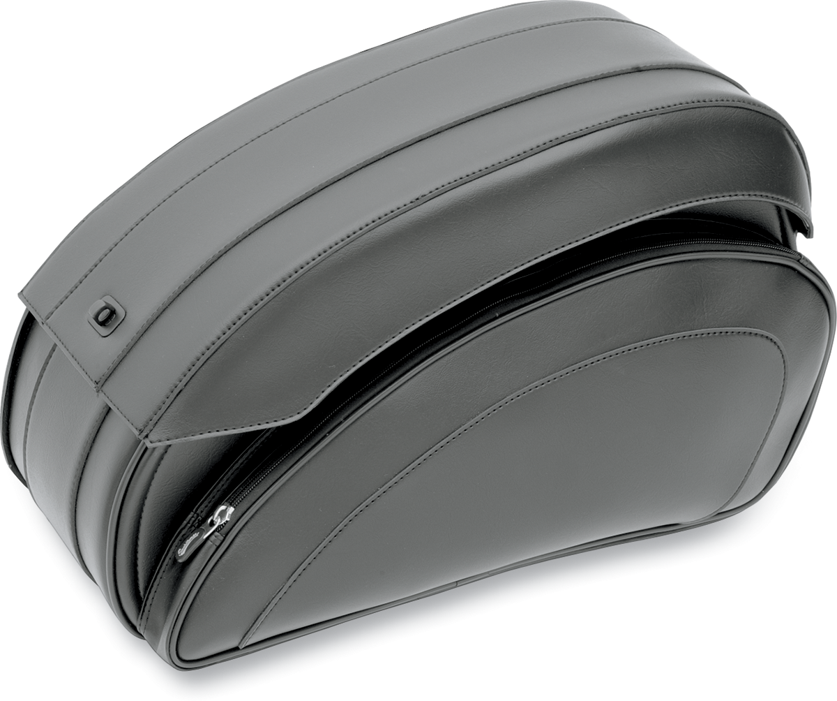 Saddlemen Black Leather Zipper Twist-lock Deluxe Saddlebags Harley FXST FXR FXD