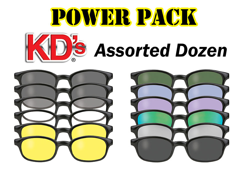 KD's Original 12 Pair Power Pack Assorted Dozen Old School Biker Sunglasses
