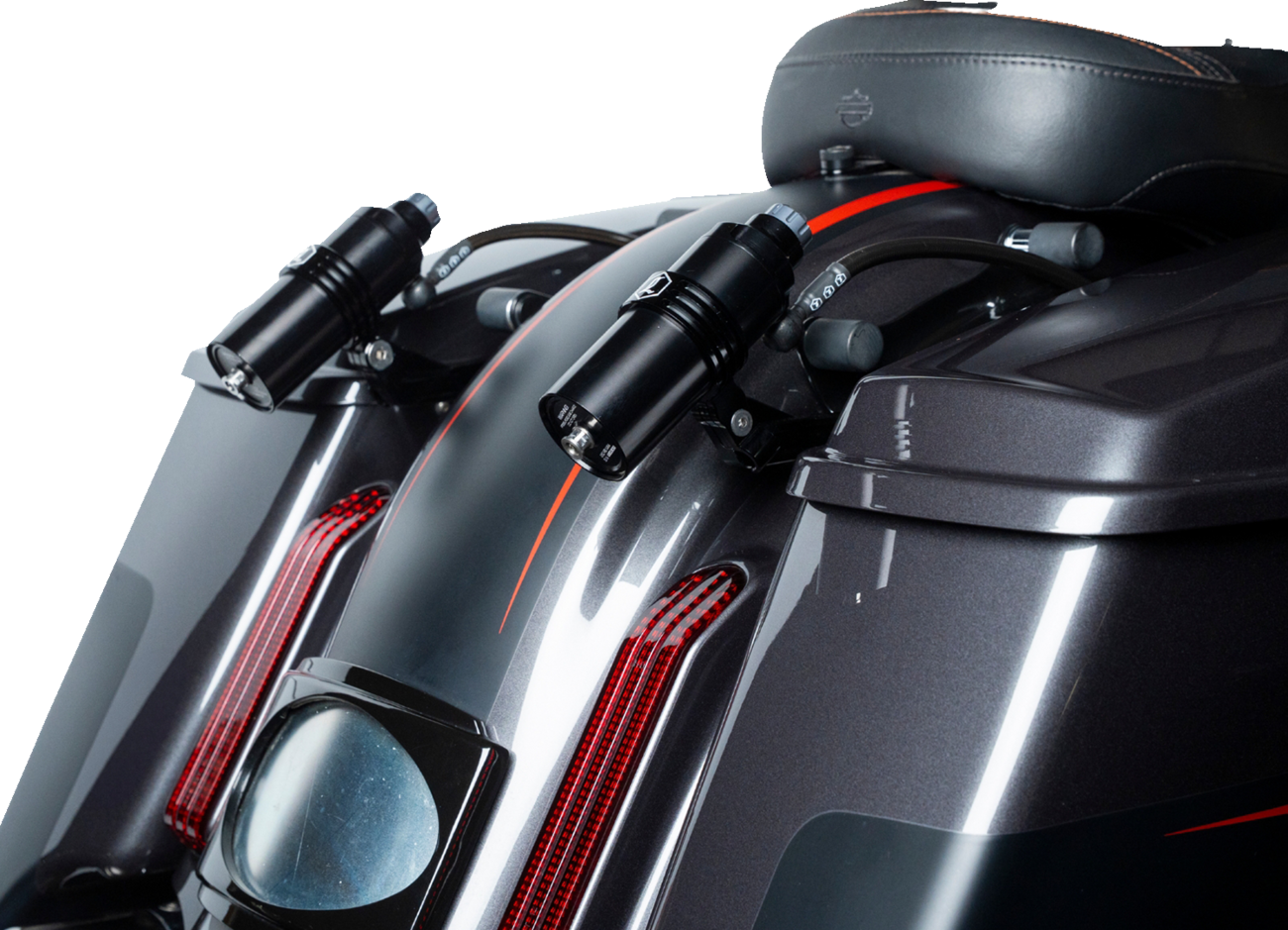 Legend REVO ARC Black Remote Reservoir External Mounts for 14-25 Harley Touring