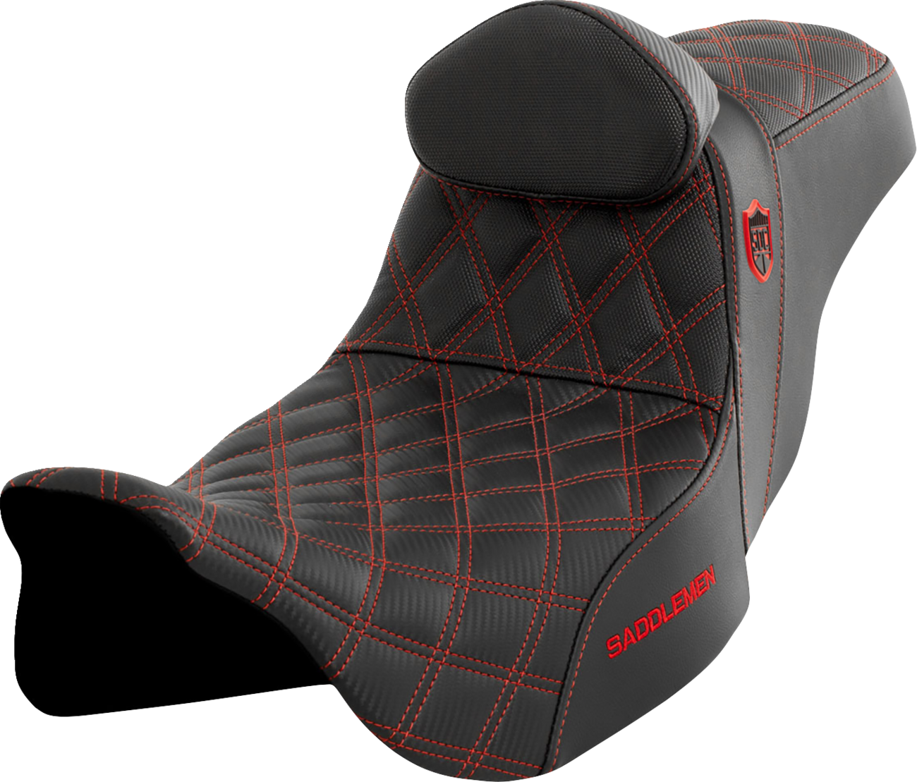 Saddlemen SDC Pro Series Red Lattice Seat & Backrest for 2008-24 Harley Touring