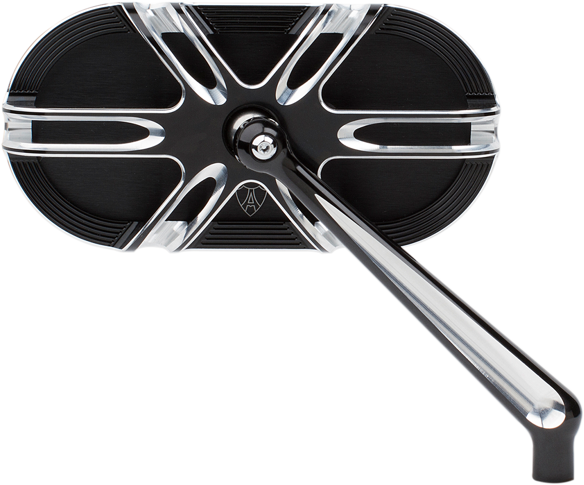 Arlen Ness Black Deep Cut Cage Series Right Side Screw in Motorcycle Mirror