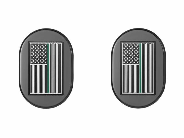 Figurati Green Line American Flag Left Right Antenna Cover 09-23 Harley Touring