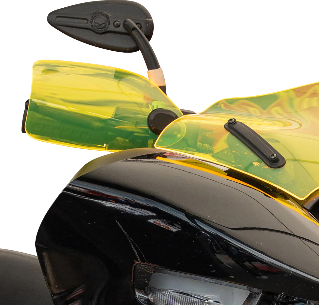Klock Werks Flare Yellow Ice Hand Guards for 2002-2025 Harley Hydraulic Clutch