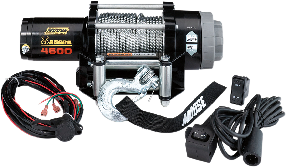 Moose Utility Black 4500 lb. 50' Wire Rope Aggro UTV ATV Off Road Winch
