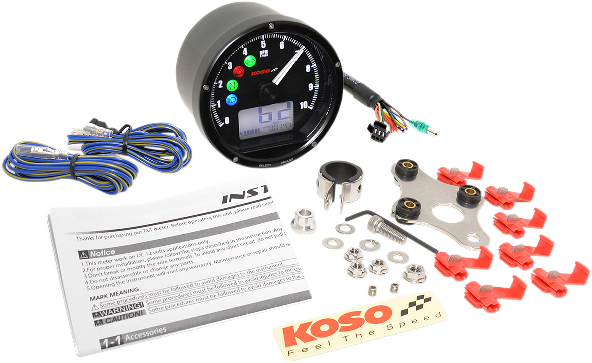 Koso TNT-01 Universal 3" Electronic Motorcycle Speedometer Tachometer Gauge