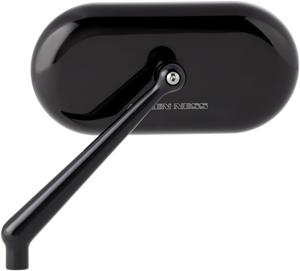 Arlen Ness Gloss Black Single Oval Left Hand Screw in Motorcycle Mirror Harley