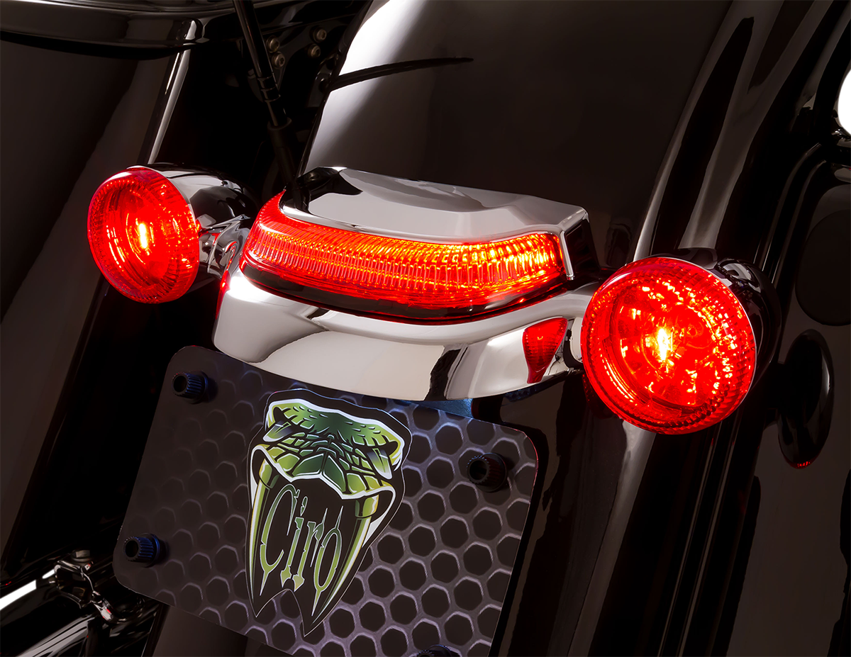 Ciro Lightstrike Chrome Crown Rear LED Taillight 14-23 Harley Touring FLHX FLTRX