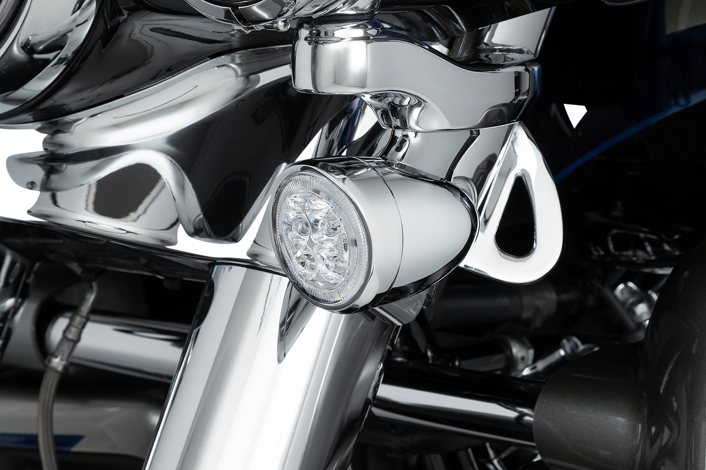 Ciro Fang Chrome Front Turn Signal Inserts 2016-2022 Harley Touring Softail CVO