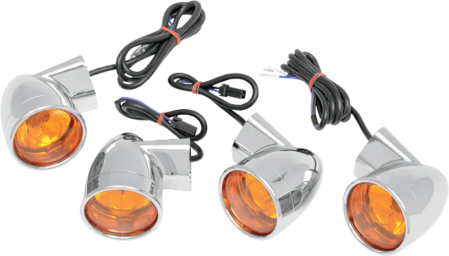 Drag Specialties 1157 4 Pack Bullet Chrome Amber Lens Turn Signal Kit Harley