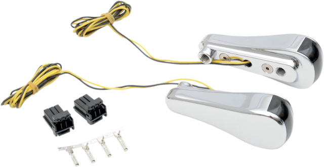Alloy Art Chrome Tear Drop LED Front Turn Signals for 1998-13 Harley Road Glide