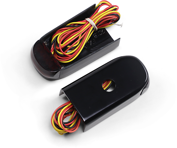 Alloy Art Black Red Lens LED Rear Fender Strut Lights 18-20 Harley FXLR FXLRS