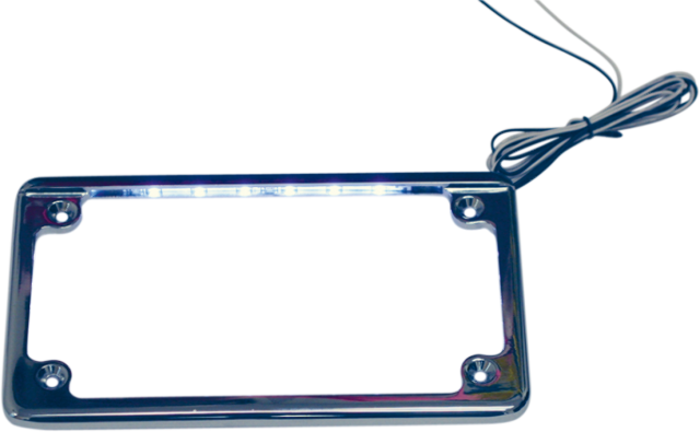 Custom Dynamics Chrome 4 x 7 Flat LED Lighted License Plate Frame Harley Models