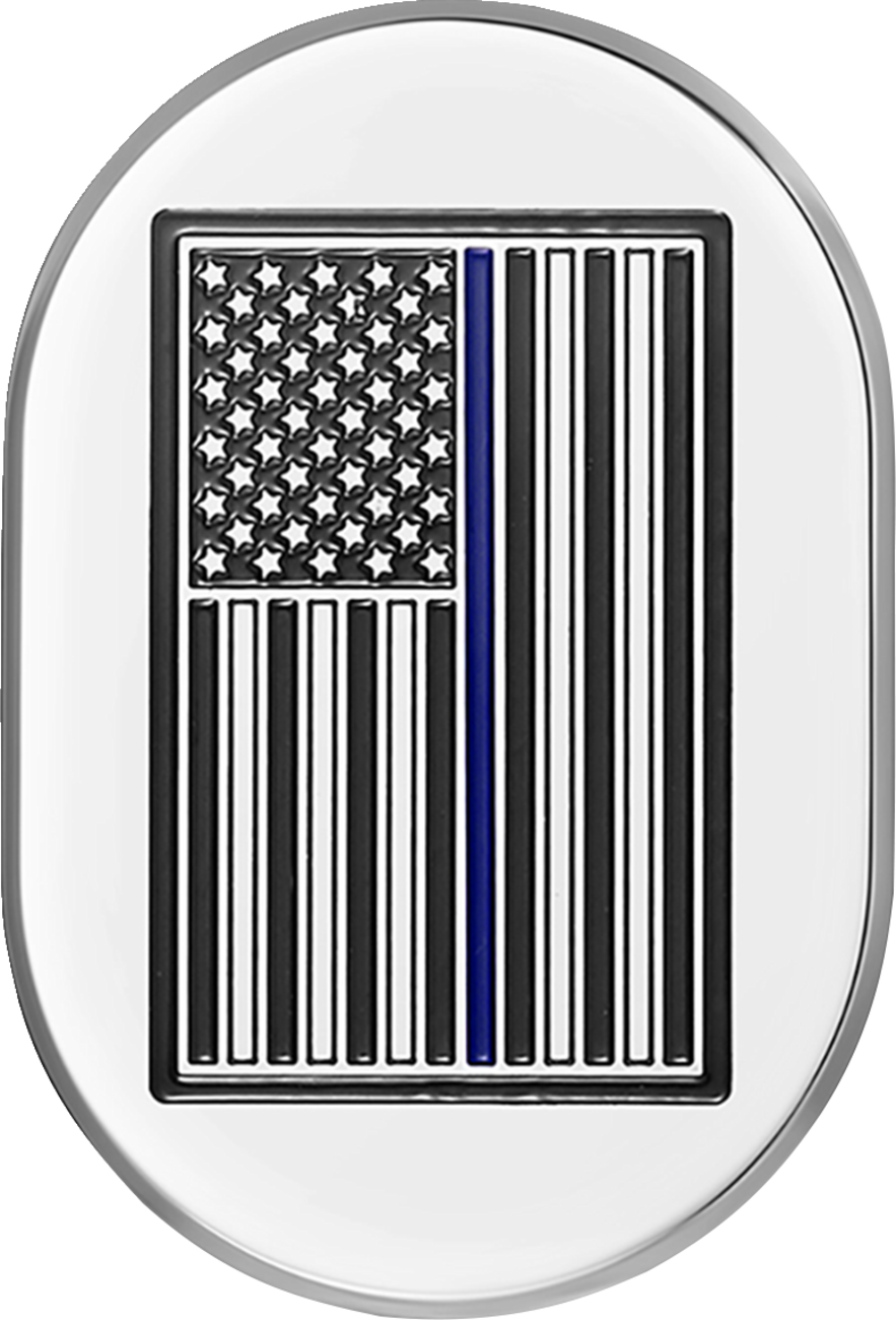 Figurati Blue Line Flag Left Side Chrome Antenna Insert 2009-2023 Harley Touring