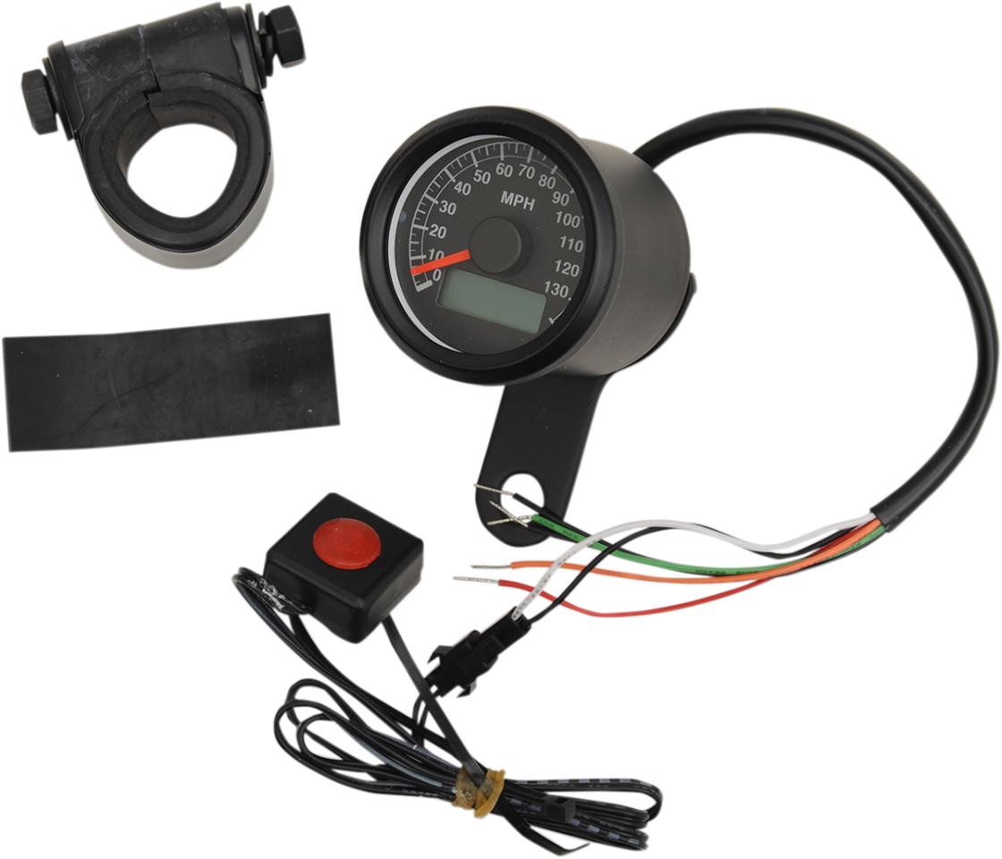 Drag Specialties Black Face Electronic Speedo Motorcycle Speedometer for Harley