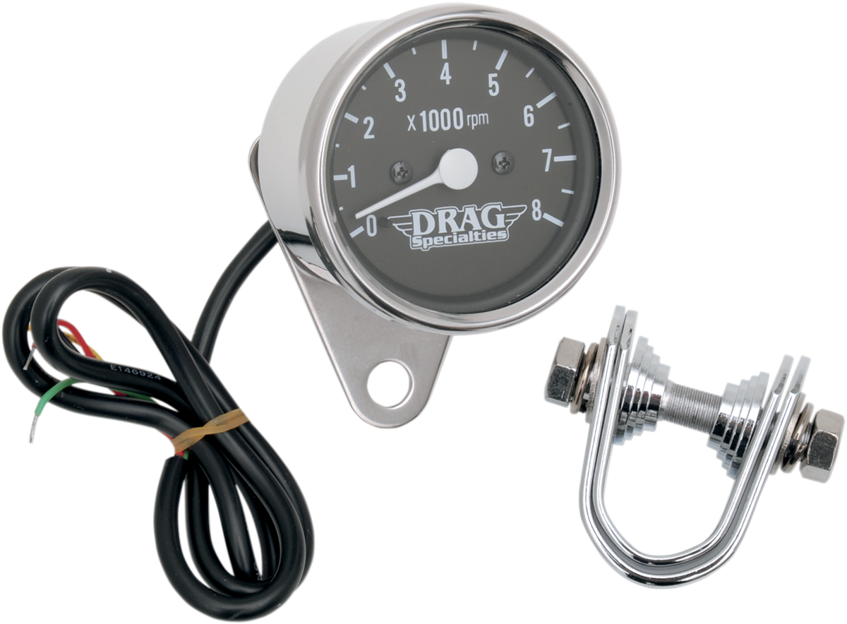Drag Specialties 8000 rpm Chrome Black Face 2.4" Electronic Tachometer Harley