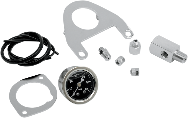 Drag Specialties Chrome Oil Pressure Gauge Kit 99-17 Harley Dyna Touring Softail