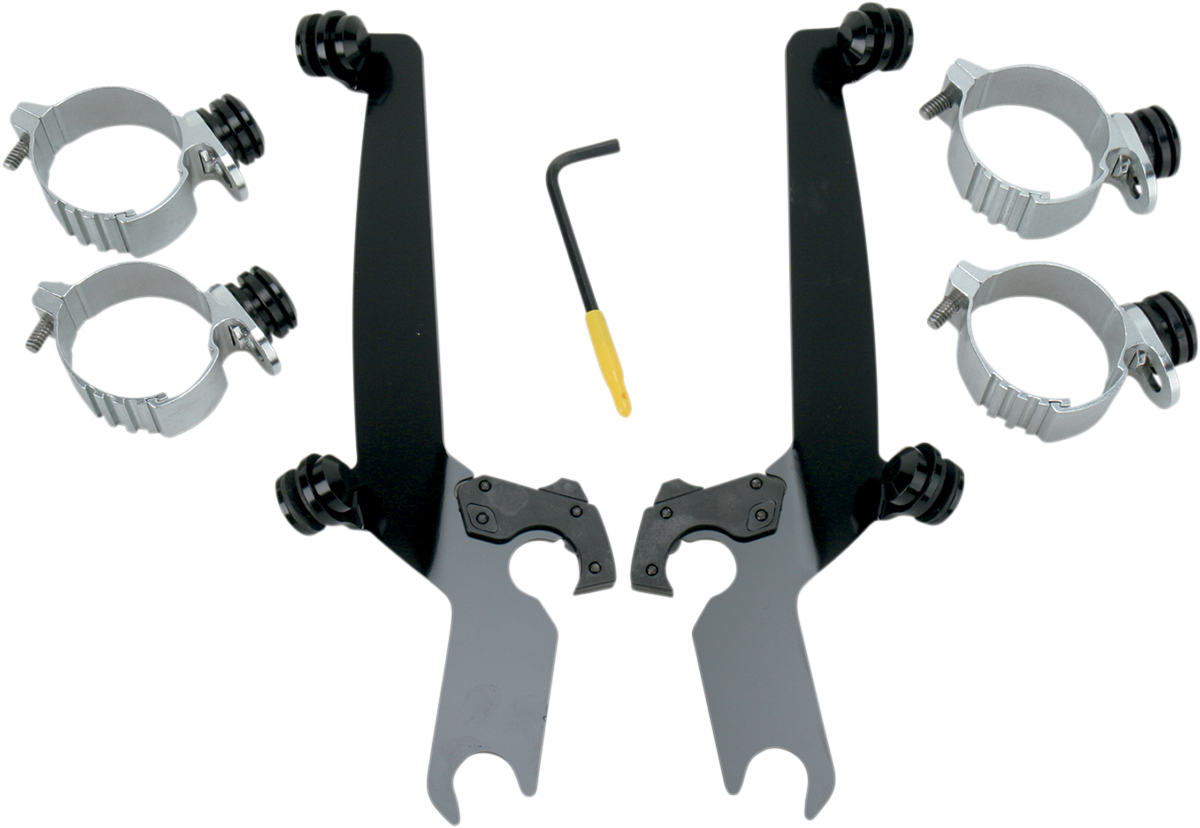 Memphis Shades Black Trigger Lock Windshield Mount Kit 2006-24 Harley FXDC FXDB