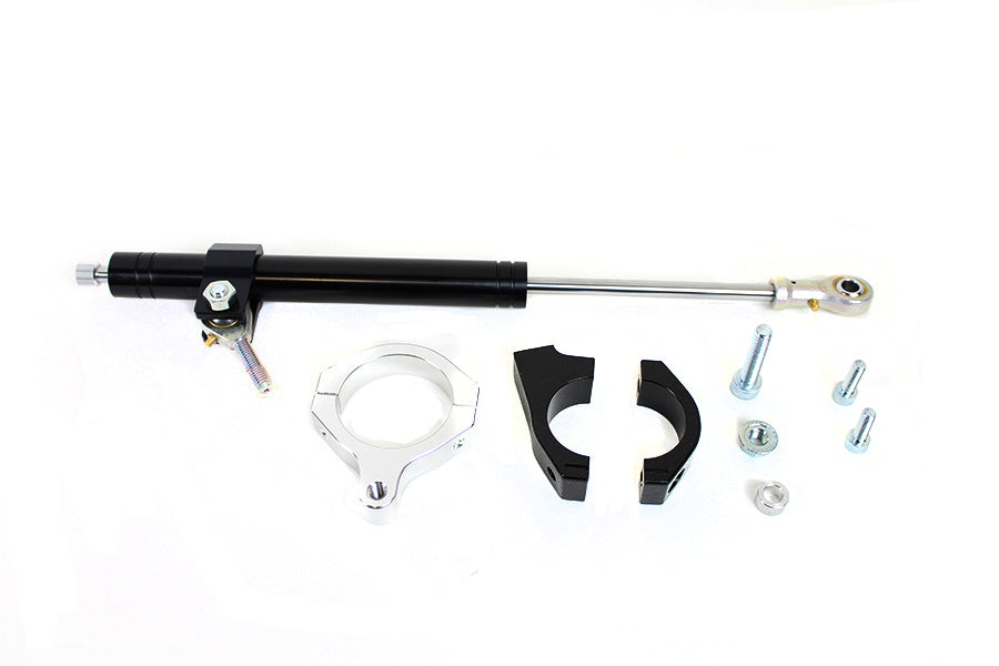 VTwin Black 49mm Front Fork Steering Damper Kit 2006-2017 Harley Davidson Dyna