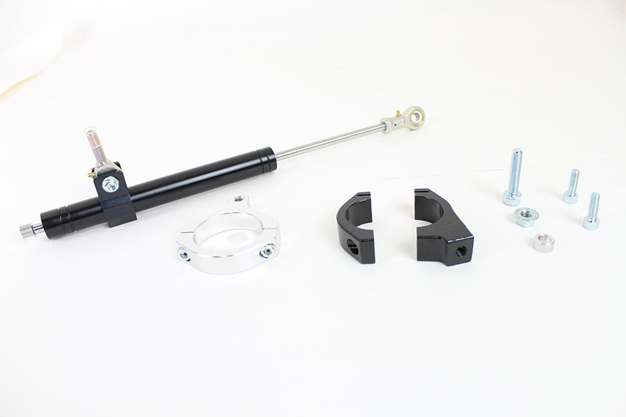 VTwin Black 49mm Front Fork Steering Damper Kit 2006-2017 Harley Davidson Dyna