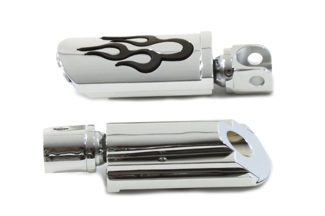 Vtwin Flame Style Adjustable Footpeg Set Chrome Female Harley Davidson FXR Dyna