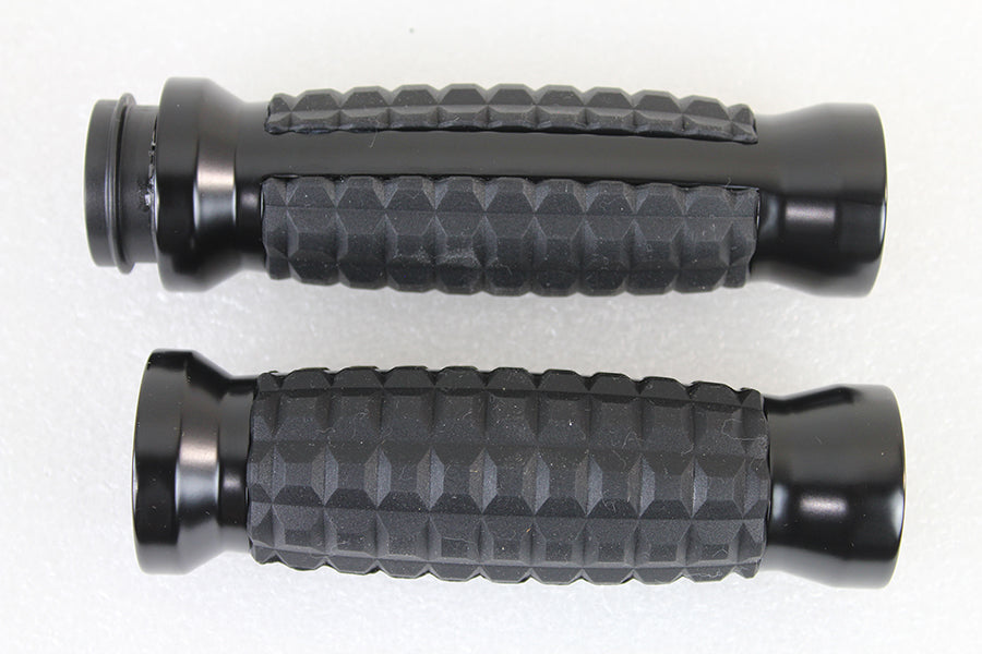 VTwin Black TBW Alligator Style Hand Grip Set 2008-2024 Harley Touring Softail