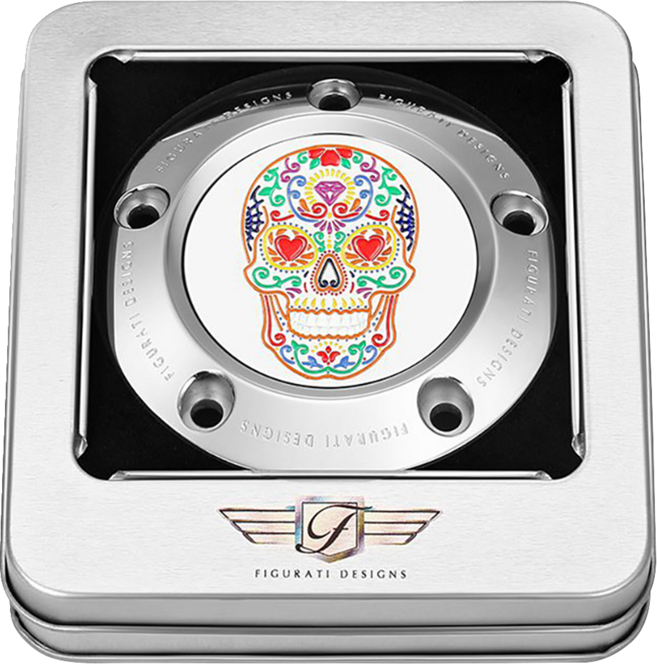 Figurati Designs Sugar Skull 5 Hole Timing Cover for 1999-2017 Harley Twin Cam
