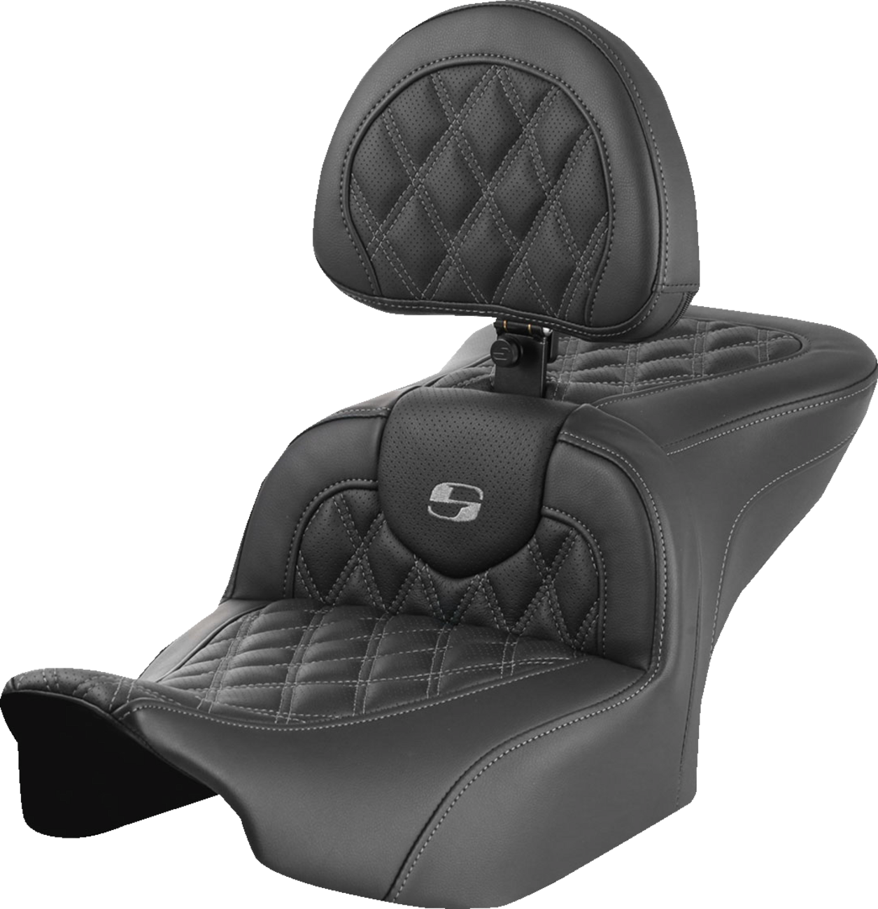Saddlemen Roadsofa Gray Lattice Gel Seat w/ Backrest 2023-2025 Harley Touring