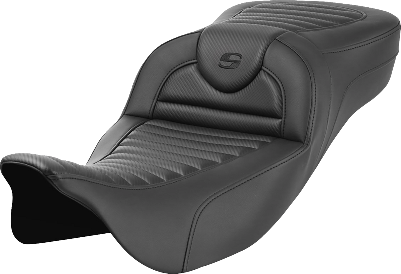 Saddlemen Roadsofa Carbon Tuck n Roll Extended Gel Seat 2008-2025 Harley Touring