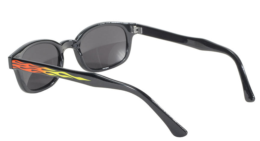 KD's Original Black 1 Pair Flame Smoke Lens Old School Biker Sunglasses 3010