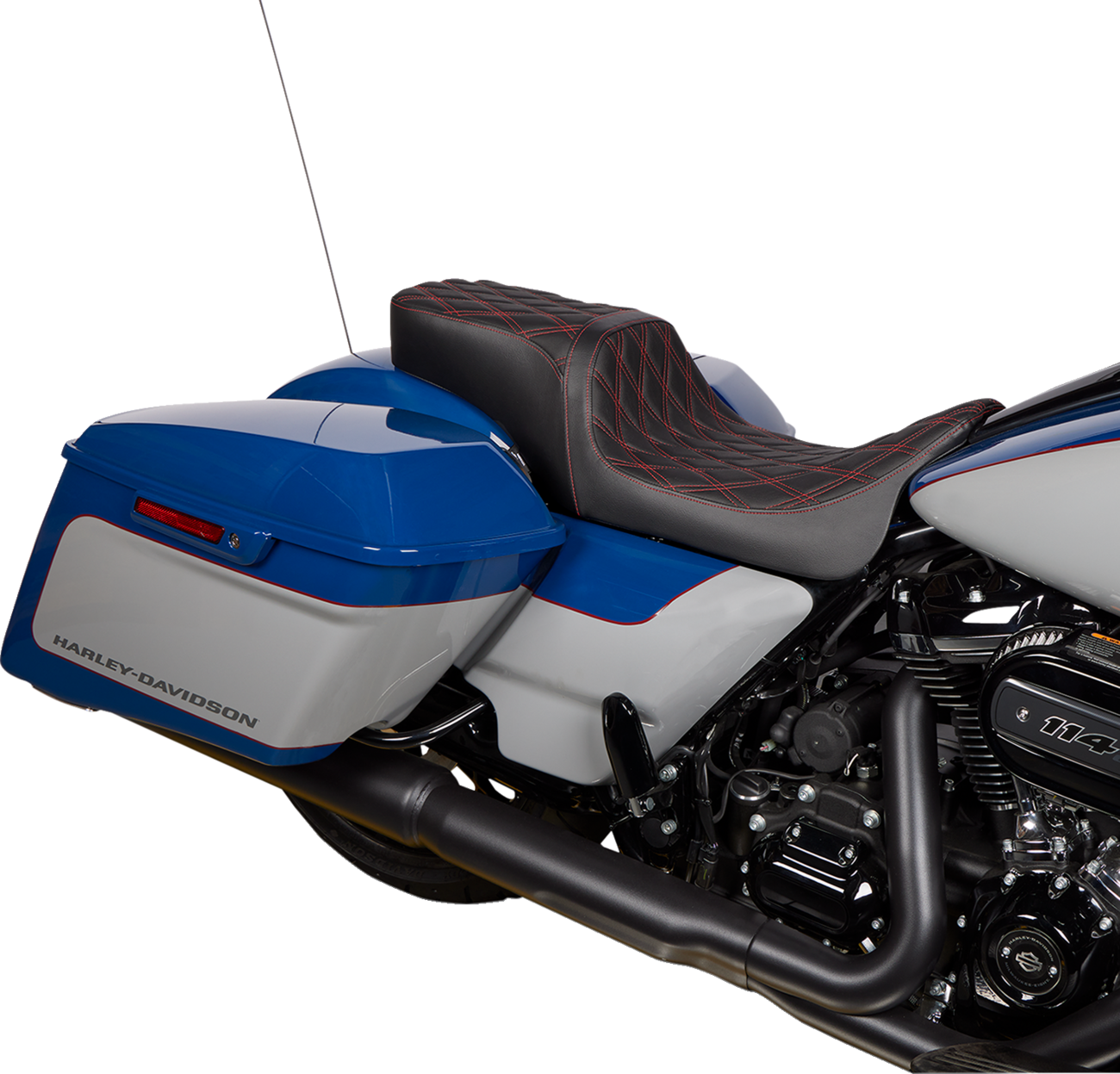 Drag Specialties Performance Predator II Red Stitch Seat 2008-24 Harley Touring