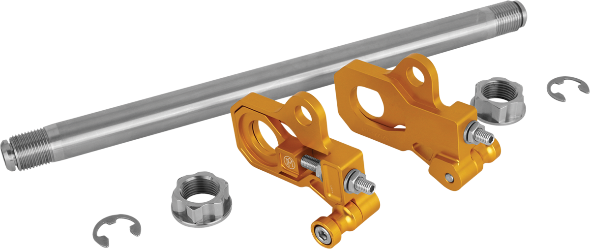Performance Machine Gold Rear Axle Adjuster Kit for 2009-2023 Harley Touring