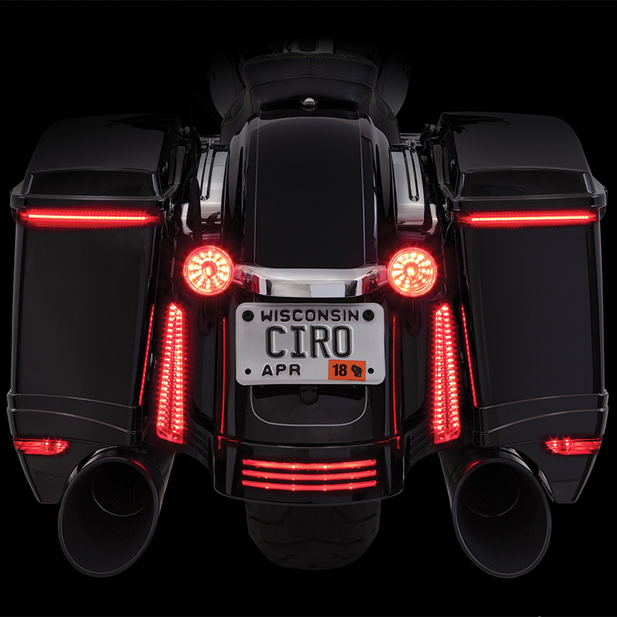 Ciro Bag Blades Red LED Rear Saddlebag Lid Lights 2014-2024 Harley Touring FLHR