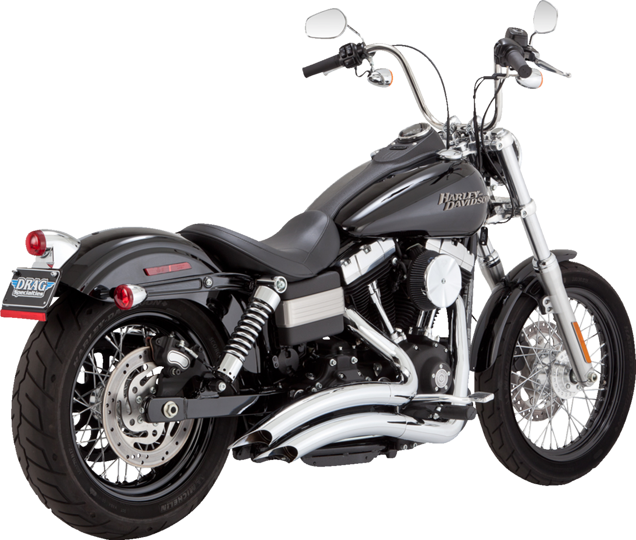 Vance & Hines Big Radius 2-2 Chrome PCX Exhaust System for 06-09 Harley Dyna FXD